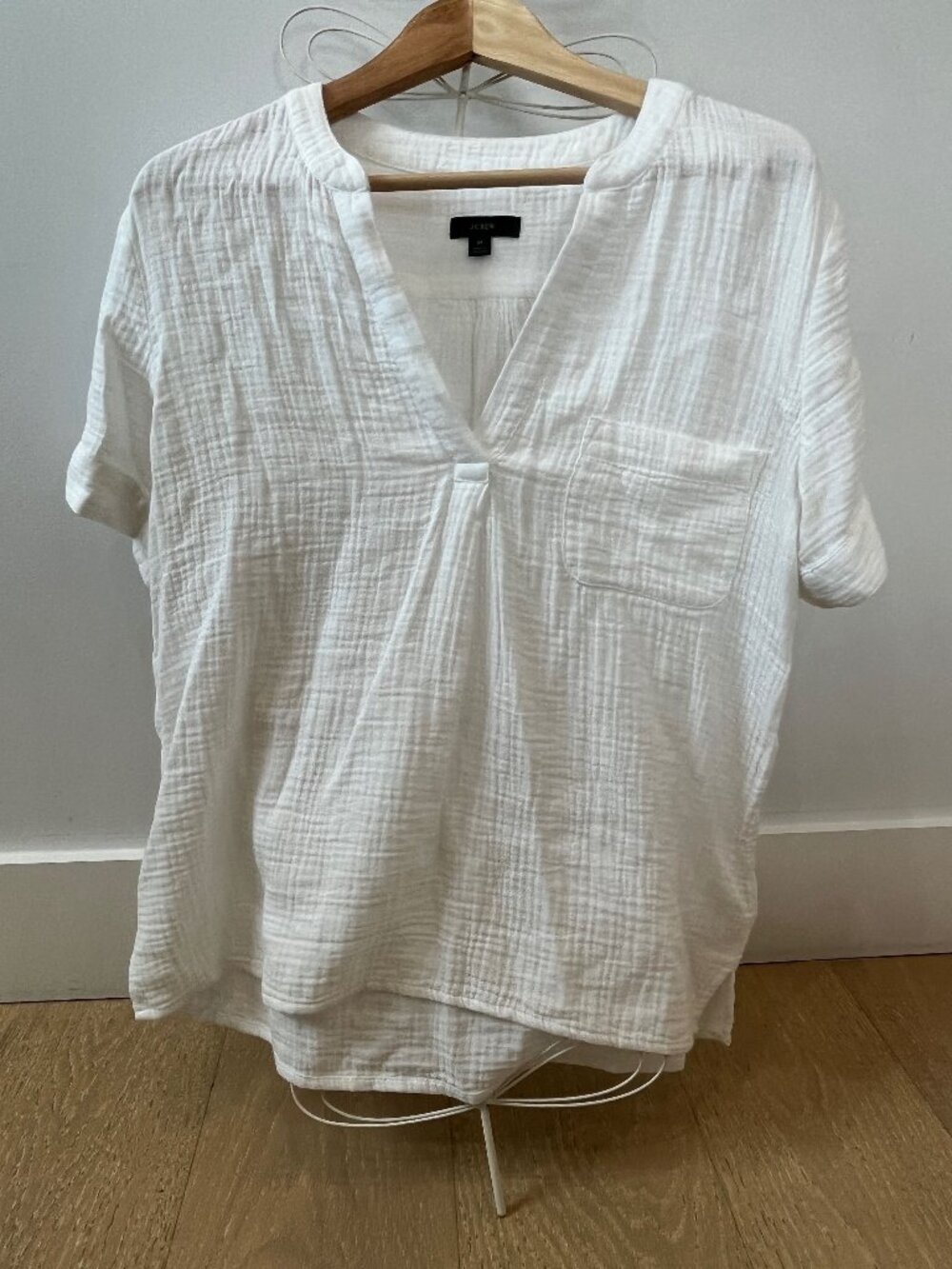 J Crew V Neck Gauze Popover Top